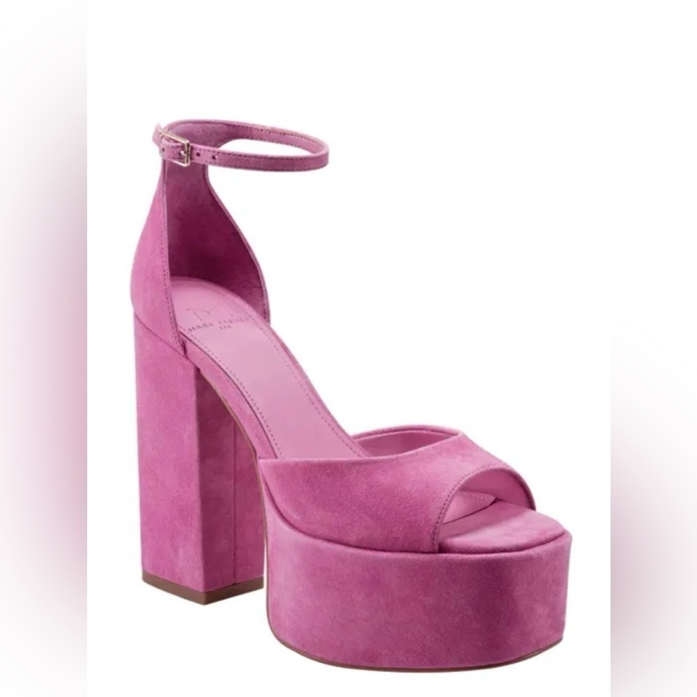 Marc Fisher Della Ankle Strap Suede Platform Sandals in Pink